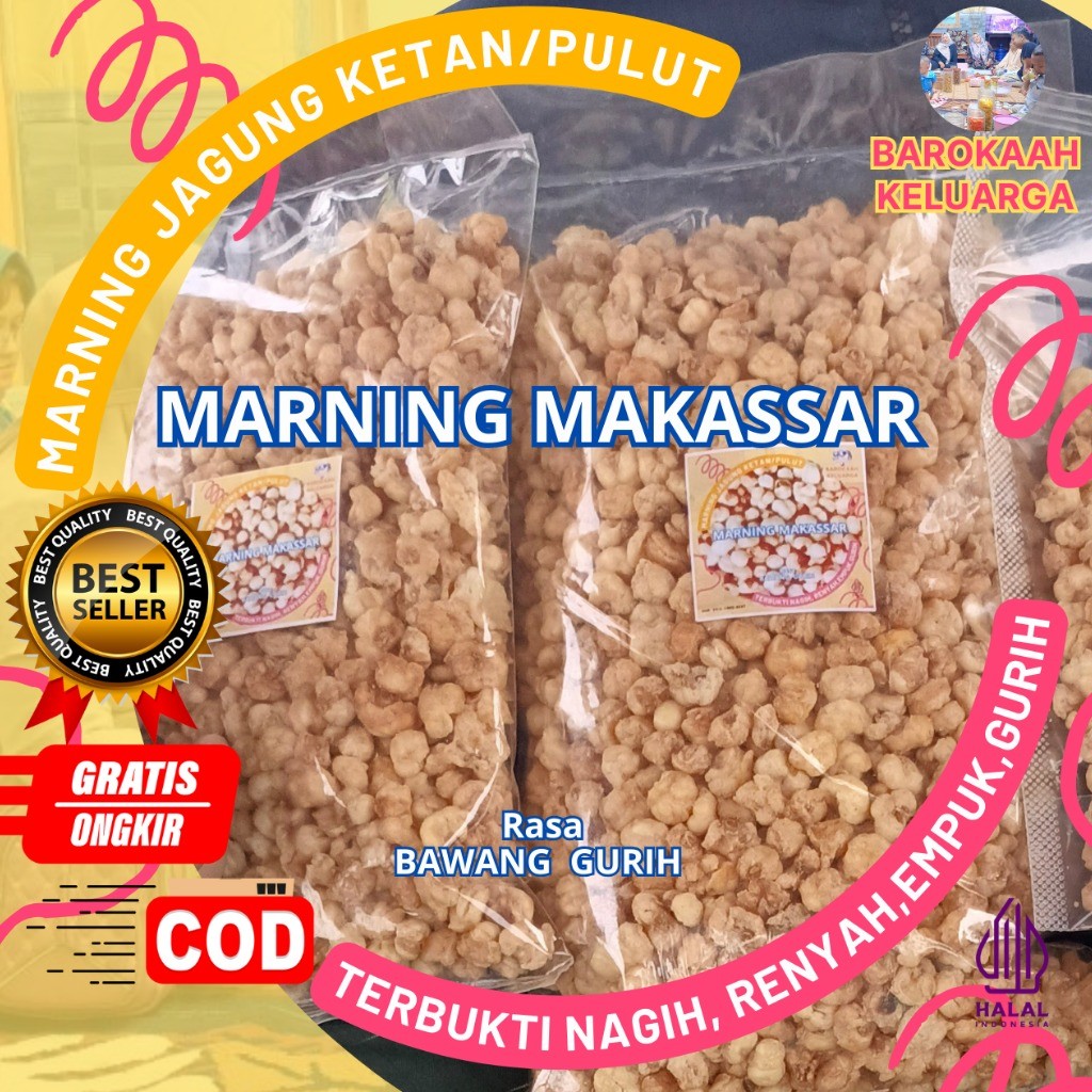

Marning jagung ketan putih Super duper Empuk terbuat dari jagung Ketan Putih Asin Bawang Gurih 100gr, 250gr 500gr 1KG /kiloan Gurih Renyah harga spesial / Jagung Marning ketan Asin / Marneng Jagung Makassar Original Asin gurih