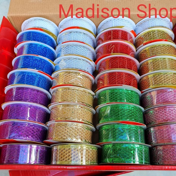 

Pita Natal 2.5 cm Gliter Hiasan Pohon Natal Dekorasi Parcel Natal - Ungu