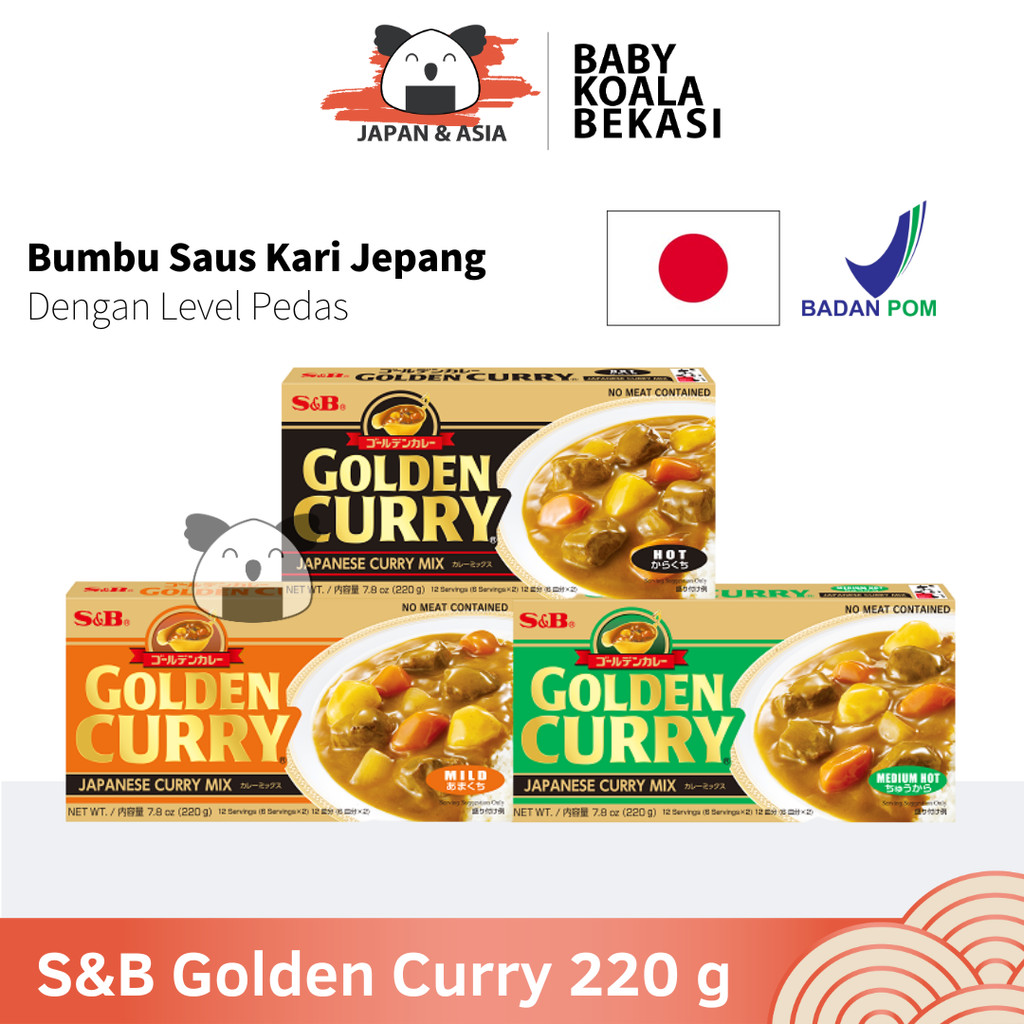 

S&B GOLDEN CURRY Mix Hot Medium Mild 220 g | Japan Cury Pedas Kare Jepang - Bekasi