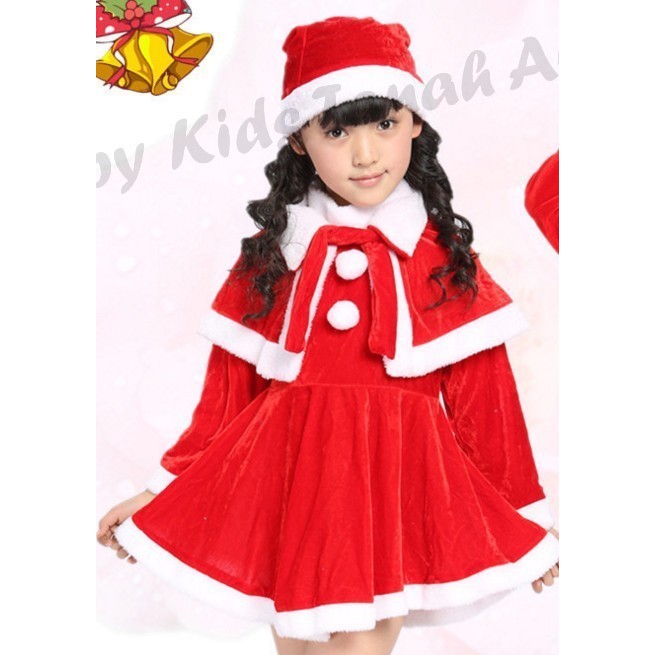 DRESS NATAL ANAK PEREMPUAN TERBARU 2023 KOSTUM SANTA MURAH BERKUALITAS - XD002, 90