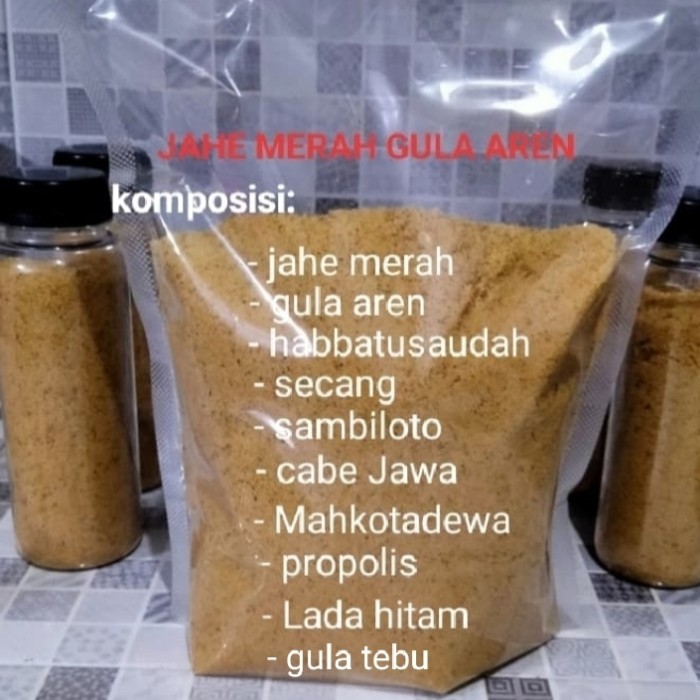 

Jahe merah SUPER plus gula aren Secang habbatusaudah - jahe instan 1KG TEG