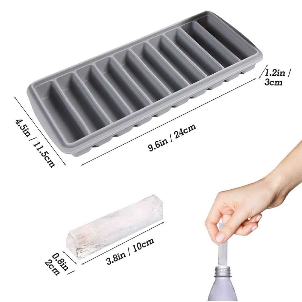Set cetakan es batu silikon anti bocor-Cetakan es batu balok 10 grid-Cetakan silikon kue stick sosis