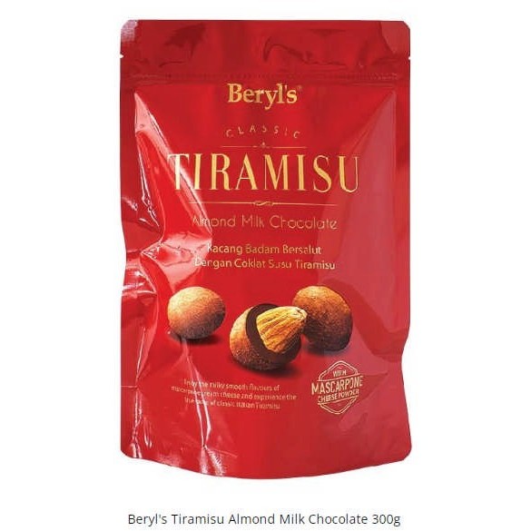 

Beryl's Classic Tiramisu Almond Pouch 300gr/Berlys Chocolate Coklat - Milk Chocolate