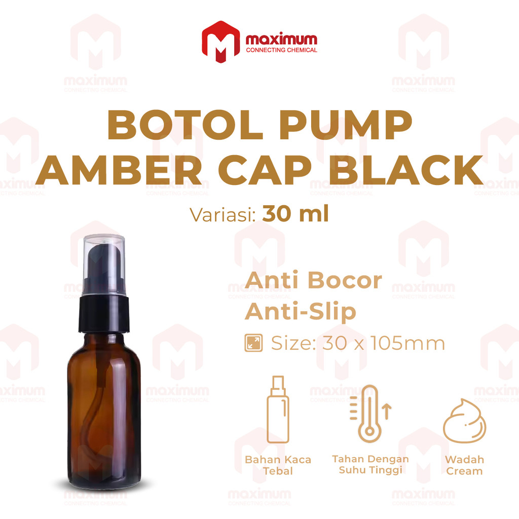 Botol Kaca Amber Pump 30 ml