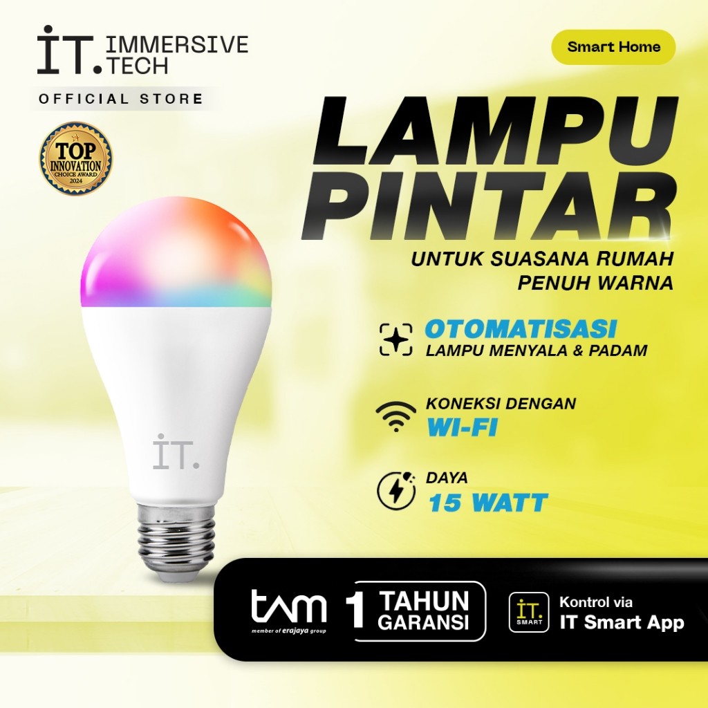 IT Smart LED Bulb WiFi 15W RGB+WW L02 Lampu Bohlam Pintar