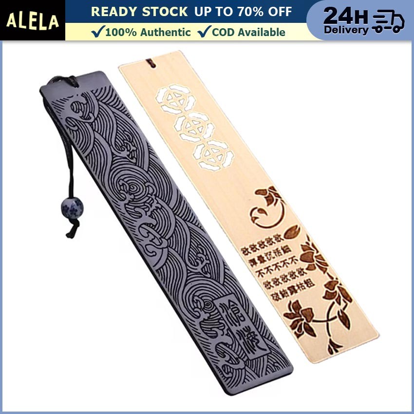 

Wooden Bookmark Aesthetic Tali Pembatas Buku Kayu Jati Motif Ukiran Unik