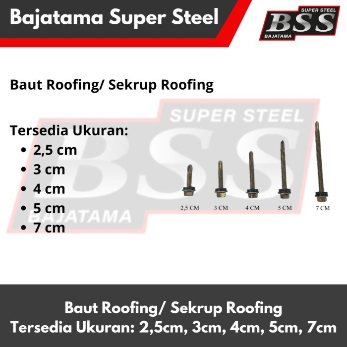 Baut Roofing Steel / Sekrup Roofing Steel / Baut Roofing 2,5cm/ Baut Roofing 3cm/ Baut Roofing 4cm/ 