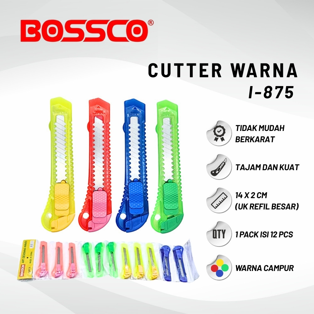 GROSIR (1 DUS ISI 720 PCS) Cutter Transparan Besar - Pisau Cutter Besar - Cutter Bening Transparan L