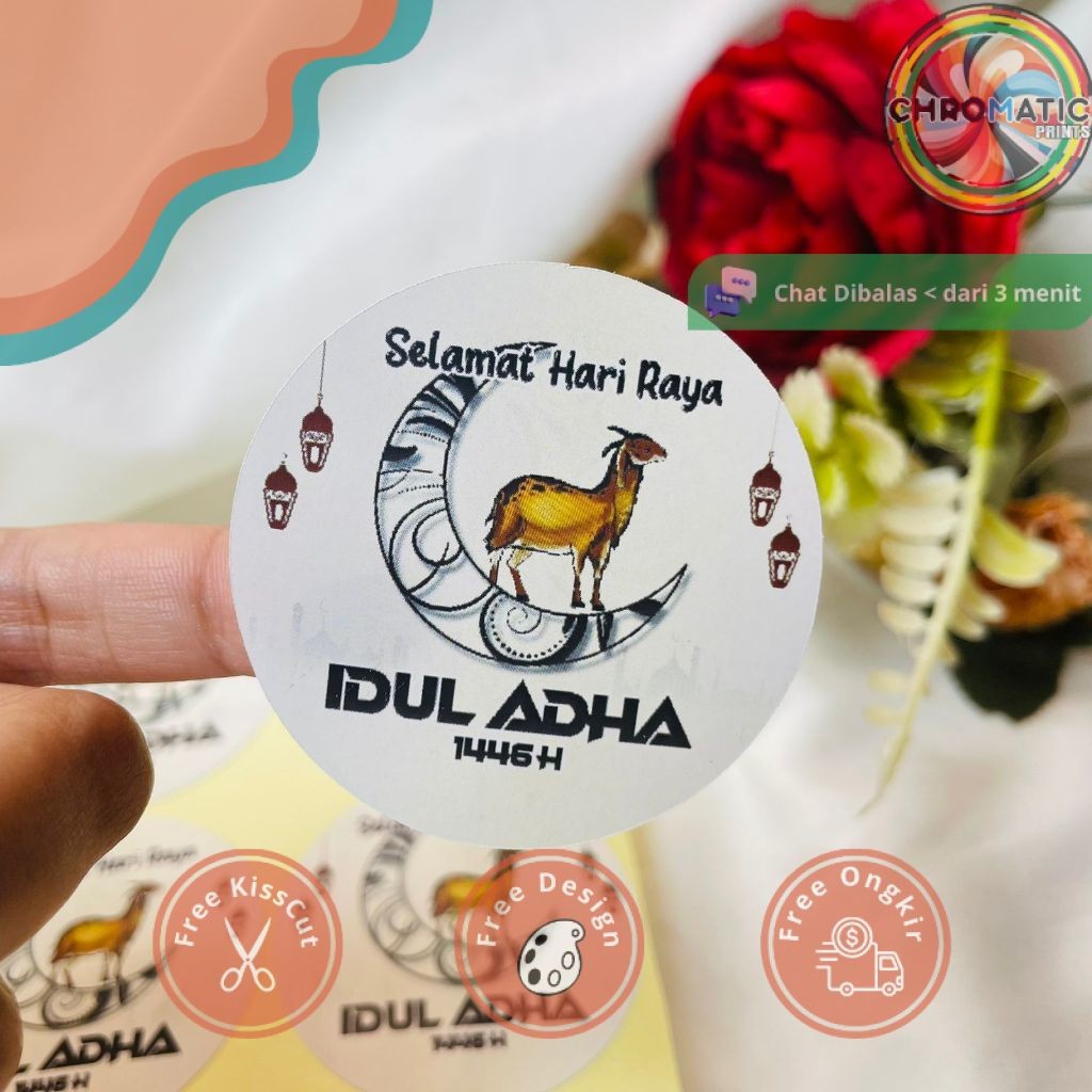 

chromatic 5-8 Sticker Selamat Hari Raya Idul Adha Sticker Lebaran Haji Toples Cookies Free Desain