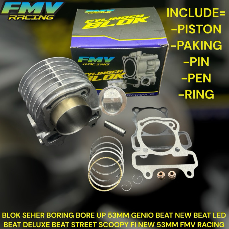 Blok Seher Boring Bore Up Genio Beat New Beat Deluxe Beat Street Scoopy Fi New 53MM FMV Racing