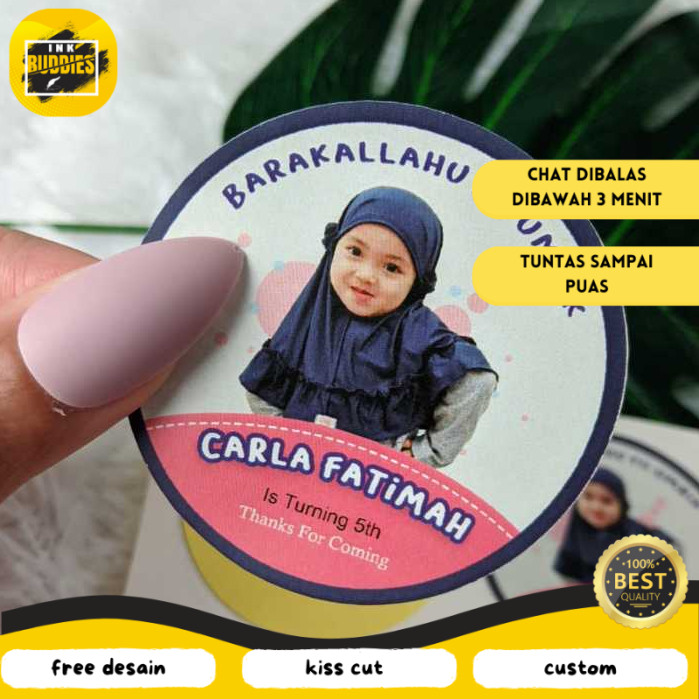 

INB 5-8 Sticker Ulang Tahun Anak Bulat Stiker Chromo Ultah Free Desain Template Happy Birthday