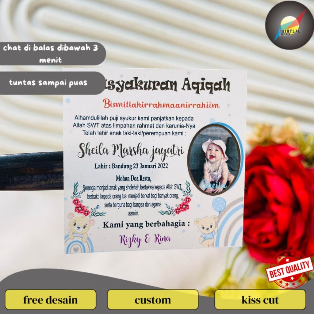 

PrintLab 2-4 Stiker Tasyakuran Aqiqah Bayi Sticker Syukuran Aqiqah Acara Aqiqah Anak Kotak Uk.Kecil