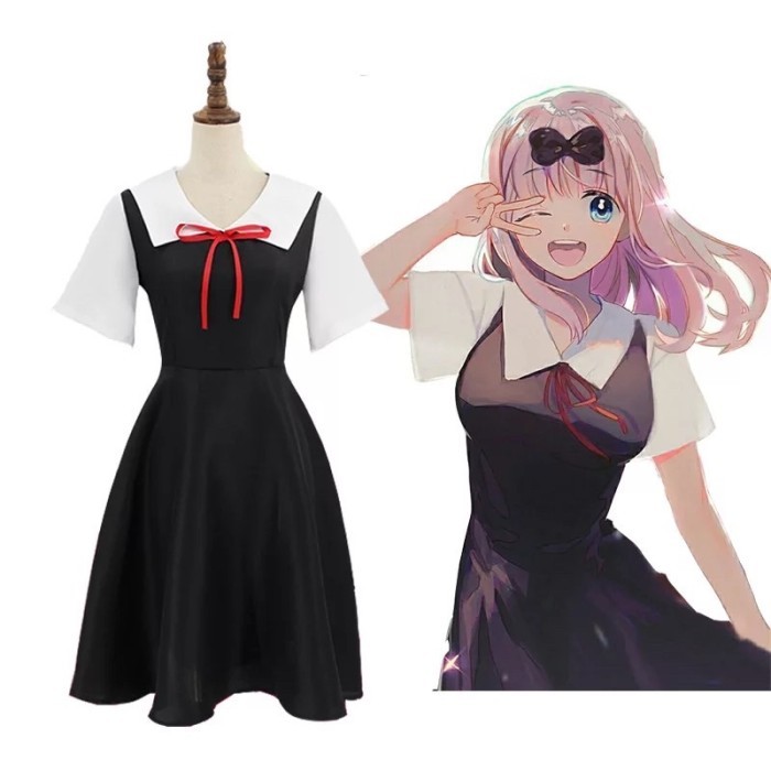 NEW -Kaguya Sama Costume Cosplay HQ Love Is War Dress Chika Kostum Anime - kaguya wig, M