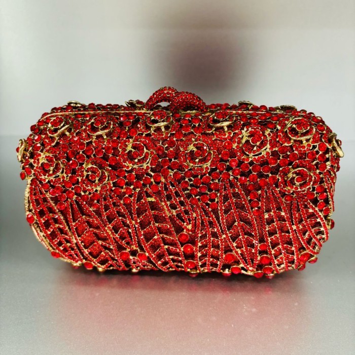ROSSINI - Tas Pesta Swarovski / Clutch Swarovski / Tas Merah