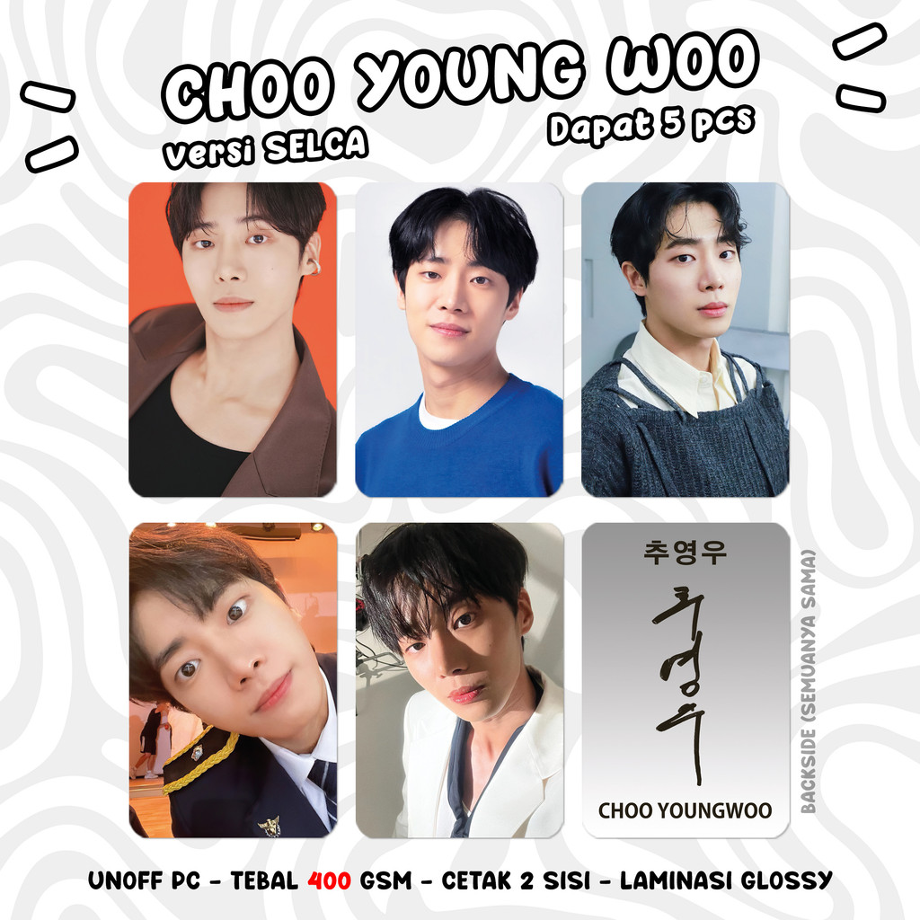 (DAPAT 5 PCS) Photocard CHOO YOUNGWOO Unofficial PC KPOP Yang Jaewon Aktor Korea