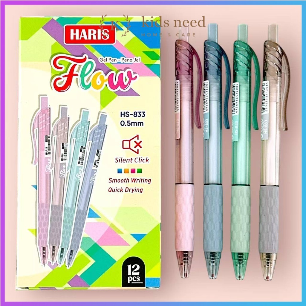 

(12Pcs) Pulpen Silent Click / Pen Cetek Pastel Joyko / Pena Klik Lancar Q-GEL Pastel 0.5mm