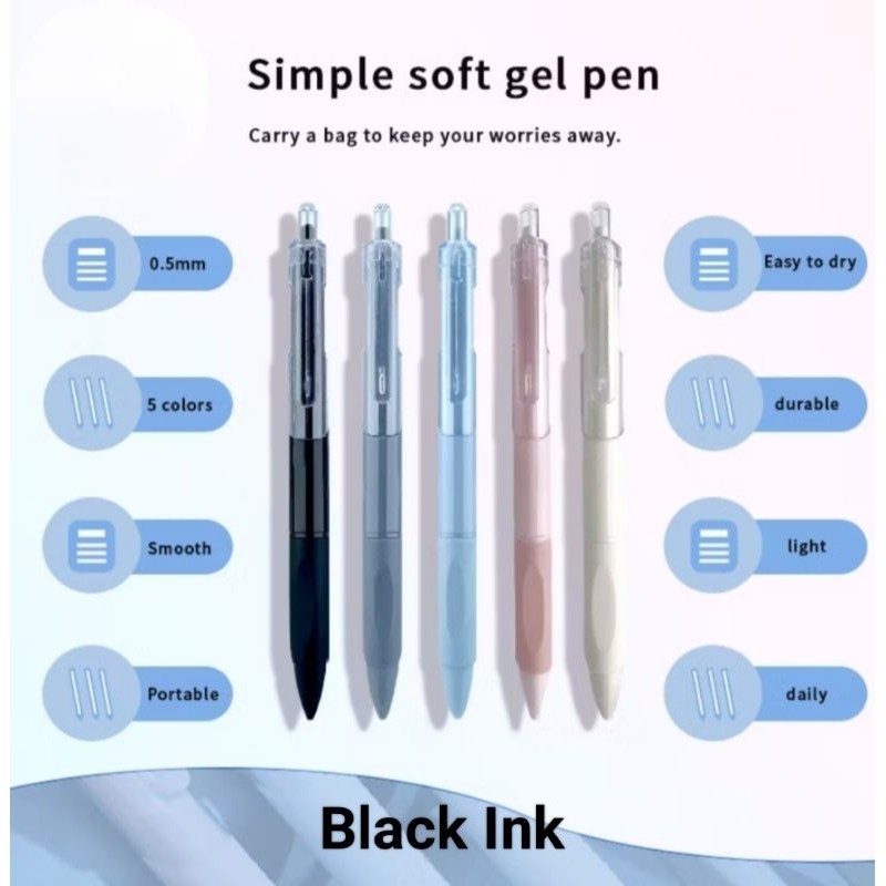 

GROSIRJUJUR Gel Pen Hitam Pulpen Gel Retractable 0.5mm 1 PCS & 6 PCS/Pena Tinta Hitam Pena Netral Cepat Kering
