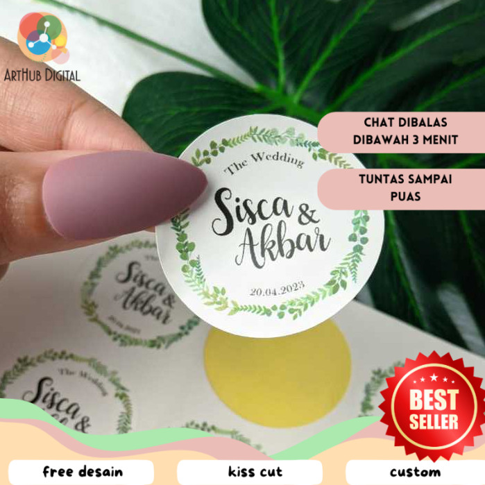 

AHD Print Stiker Wedding Souvenir Cetak Label Sticker Custom Ucapan Nikah Bulat Chromo