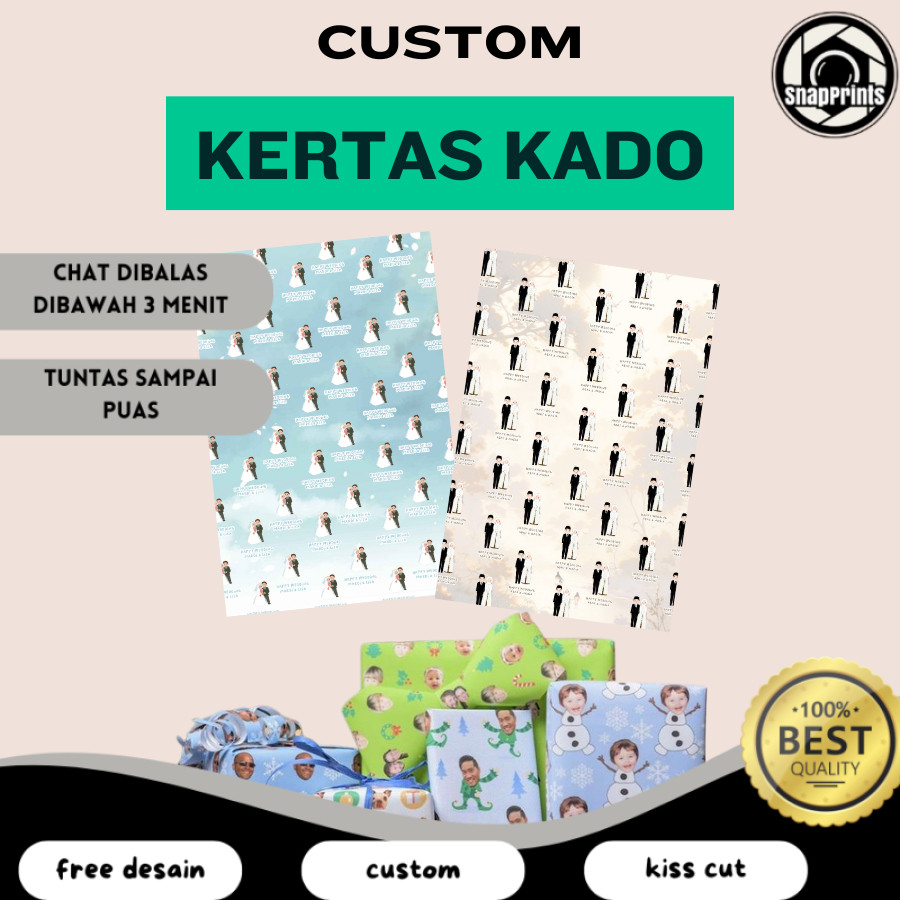 

SP Kertas Kado A3+ Custom Desain Muka Wajah Aesthetic Tambah Tulisan Wrapping Papper Bungkus Hadiah