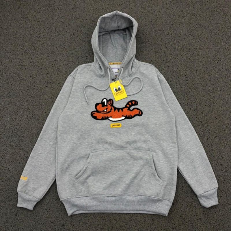 HOODIE PANCOAT GREY MACAN BORDIR FULL TAG LABEL HIGH QUALITY CASUAL HYPE FASHION PRIA