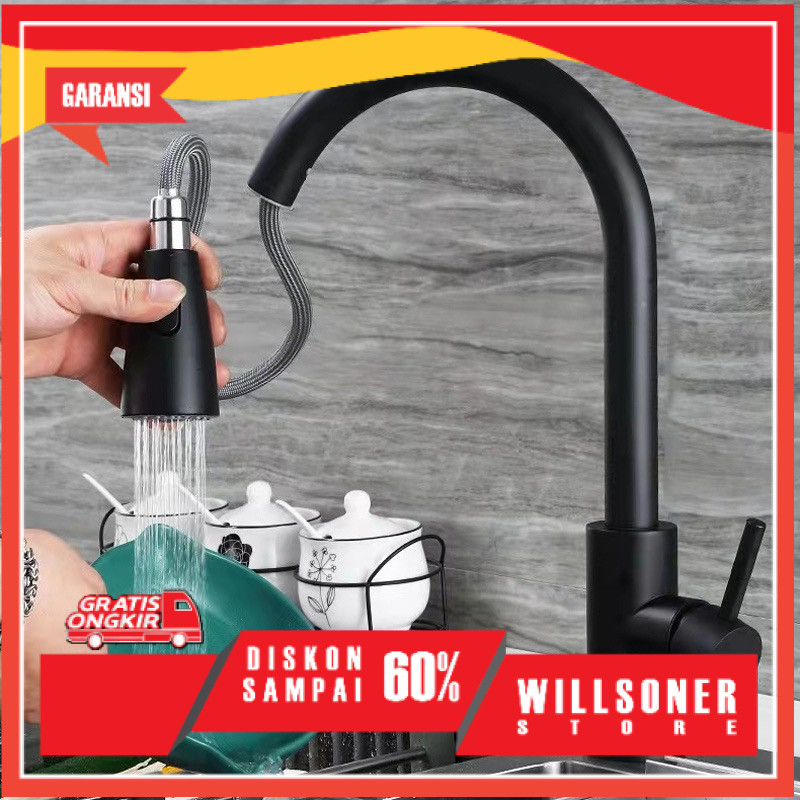 Kran Sink Tarik Keran Cuci Piring Fleksibel Stainless Faucet Sprayer kran Cuci Piring Kitchen sink k