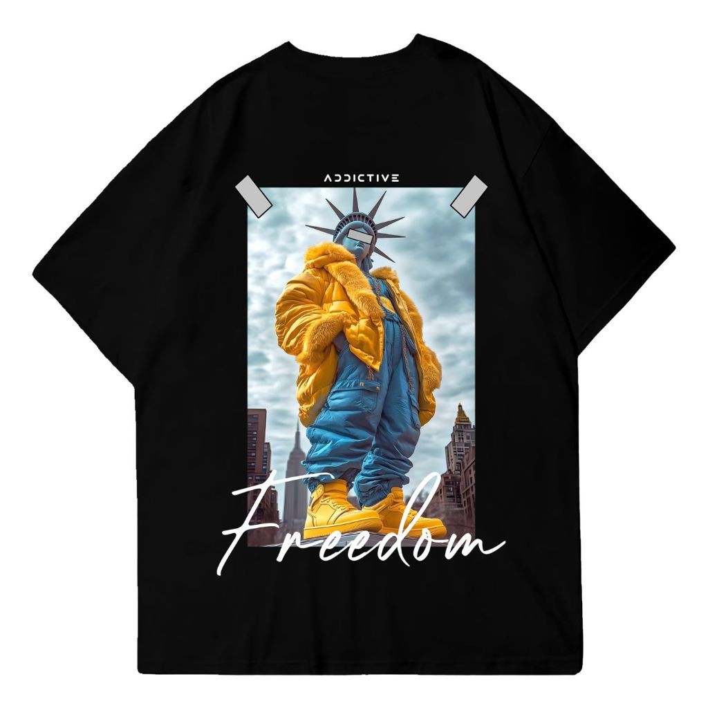 Addictive Premium Oversize T-Shirt - Freedom, Kaos Atasan Pakaian Cotton Combed