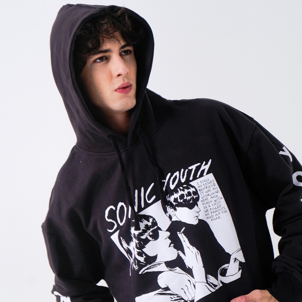 Hoodie Oversize Basic Black Sonic Youth