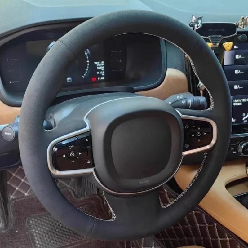 DIY Car Steering Wheel Braid Cover Comfortable Suede For Volvo XC90 XC60 V90 V60 S90 S60 Car Interio