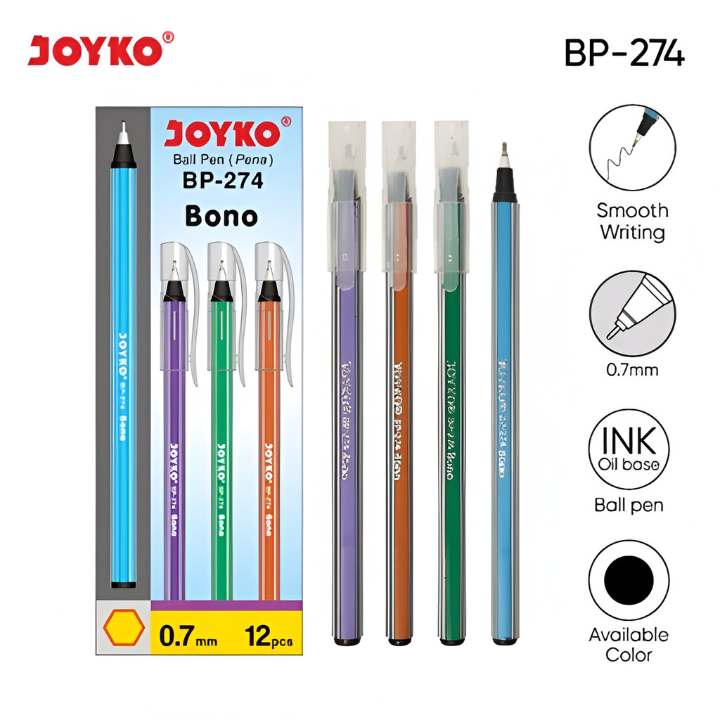 

(12pcs) Ball Pen Pulpen Pena Joyko BP-274 Bono 0.7 mm - Pulpen Joyko Bono BP 274 0.7MM
