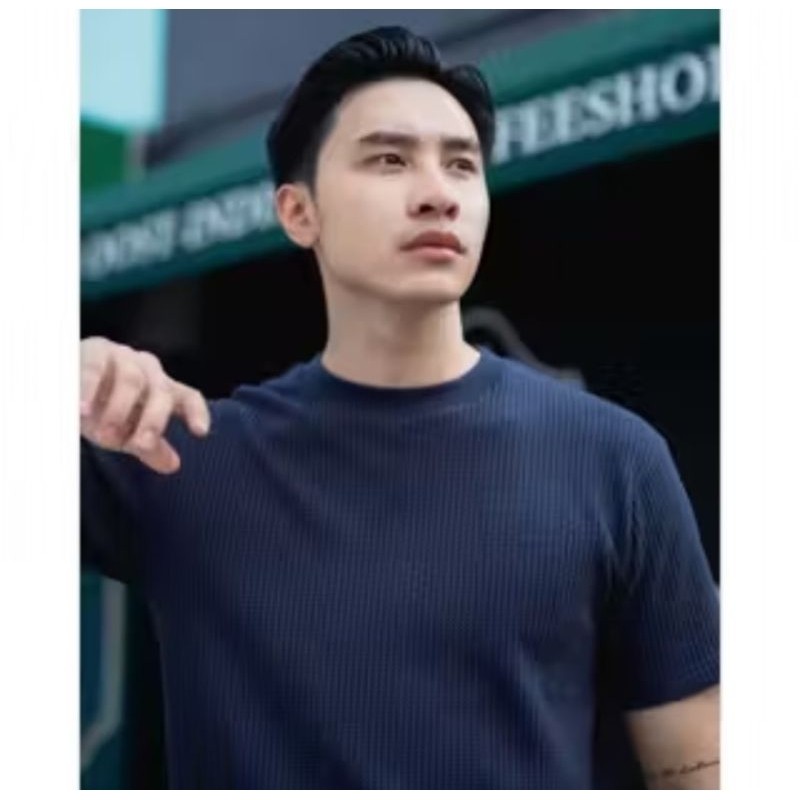 KAOS WAFFLE WAFER LENGAN PENDEK PRIA / BASIC CREWNECK POLOS SWEATSHIRT WAFFEL PREMIUM