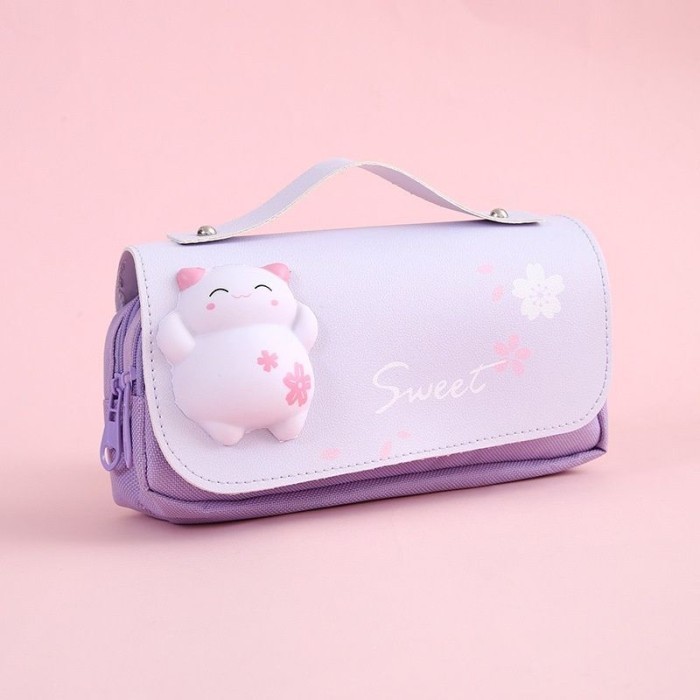 

New Collection[PROMO]] Tempat Pensil Squishy Tenteng Lucu - kucing tdr ungu