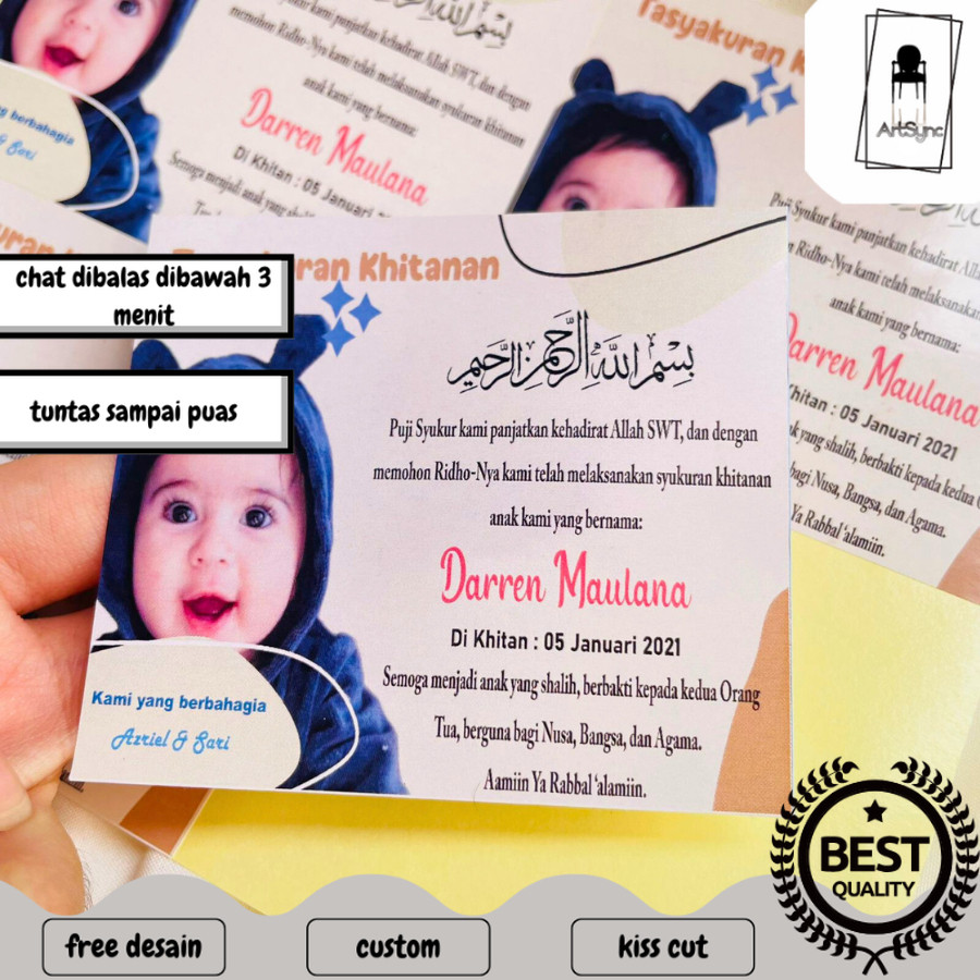 

Syncart Stiker Kartu Label Tasyakuran Sunatan Khitan Free Desain dan Custom sticker bentuk persegi