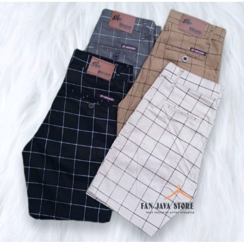 Celana Pendek Kain TARTAN Pria Slimfit Original Bahan MELAR Quality premium - Celana pendek Tartan p