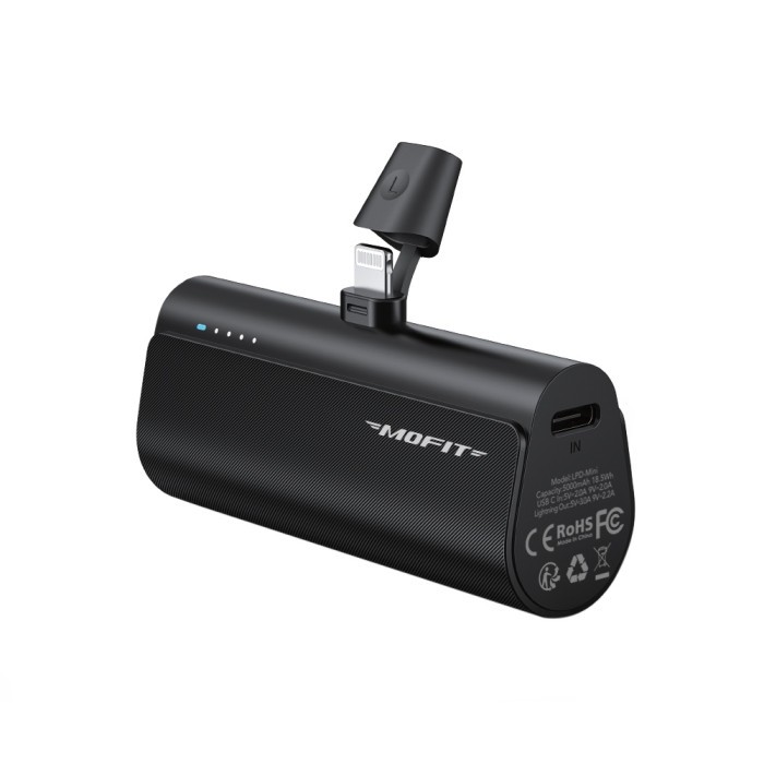 Powerbank MOFIT Portable Mini 5000mAh PD 20 Watt + Quick Charge 3.0 - Lightning Hitam