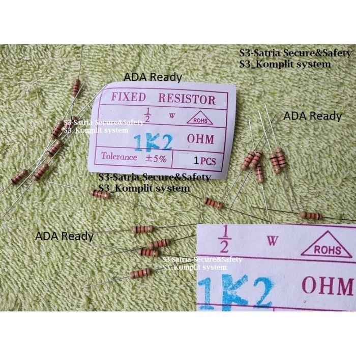Resistor 1/2w 1K2 ohm setengah 0.5W ½ watt 1K2Ohm ½watt 0,5 w