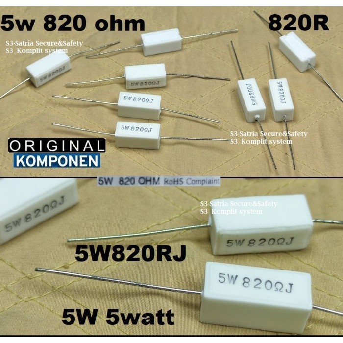 Resistor 5watt 5w 820 ohm 5W820RJ 820RJ 820R 5w820R 5w820 820ohm