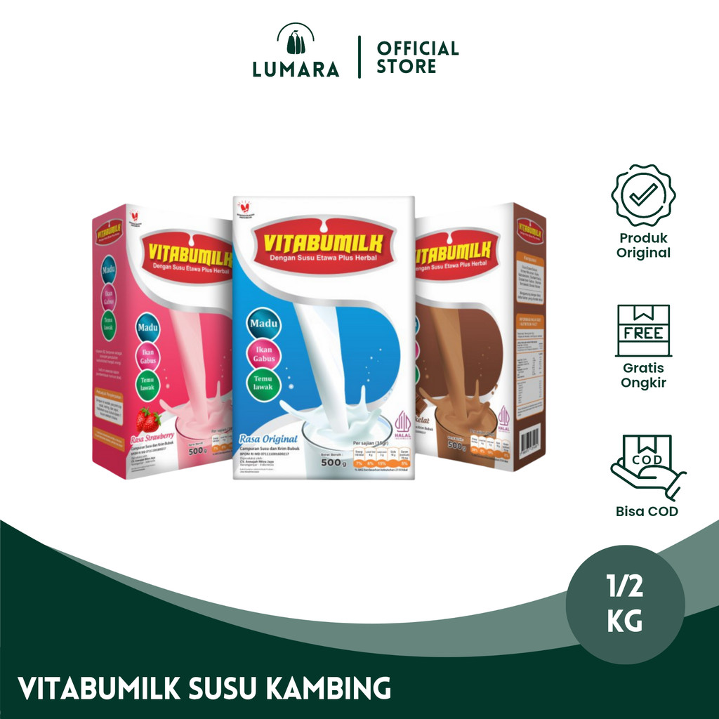 

Vitabumilk Susu Kambing Etawa Plus Herbal Penambah Kecerdasan dan Nafsu Makan Anak 500 gram 3 VARIANT