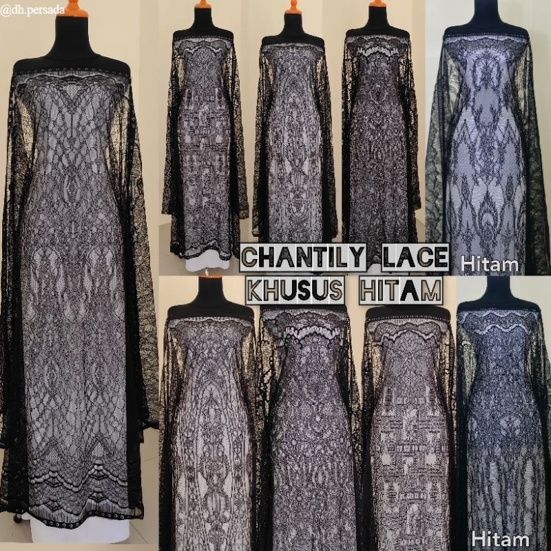 kebaya brokat chantily,bahan kebaya siap jahit serian warna hitam