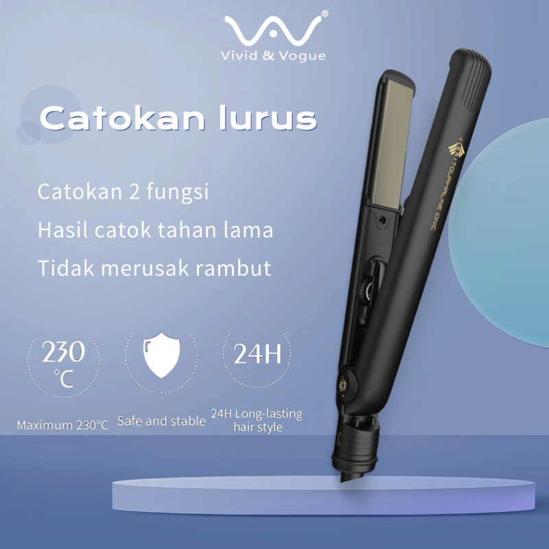 Vivid&Vogue 2IN1 Catok Rambut untuk Meluruskan Keriting Ringan Alat Catokan Rambut