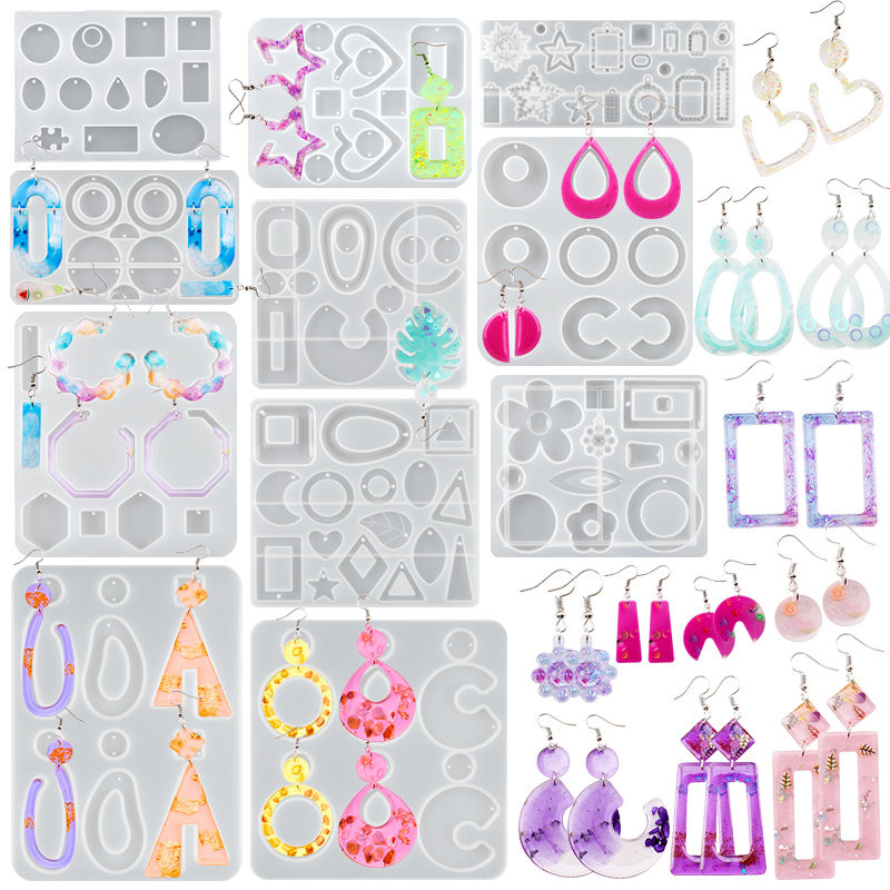 

Silicone Earring Mold Earring Resin Mold Jewelry Making Casting Tools Earring Hooks for Craft DIY Charms Pendant Earring Making
