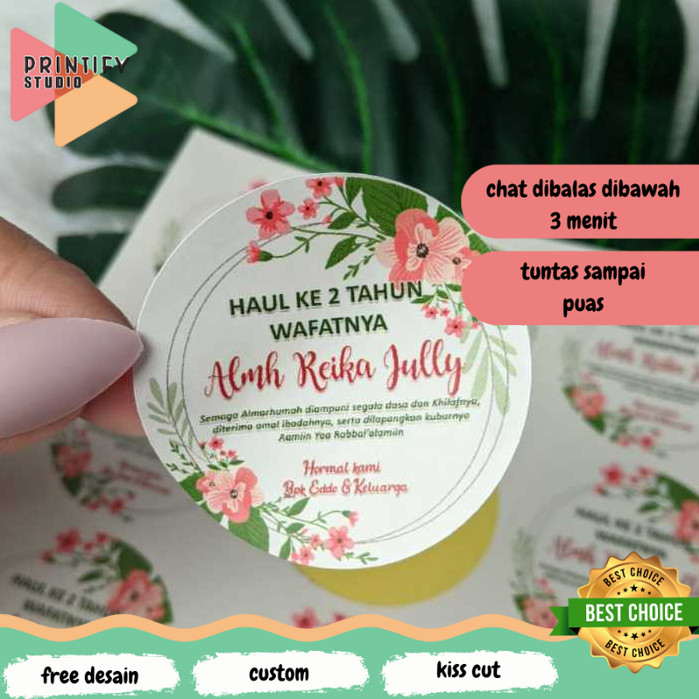 

Printify 5-8 Stiker Tahlil Haul Sticker Pengajian Mengenang Wafatnya 40 100 1000 Hari Tahlilan