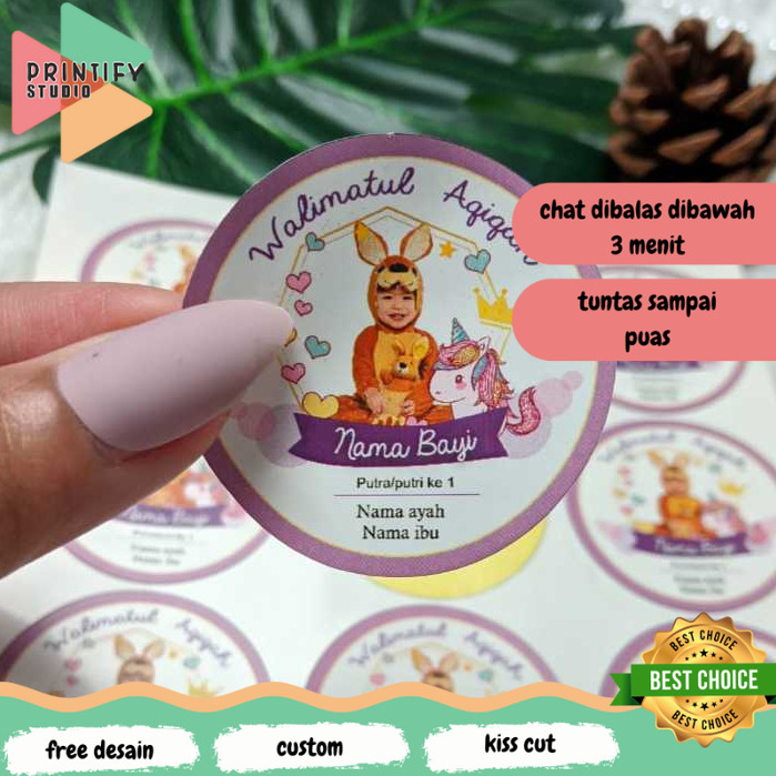 

Printify 9-15 Cetak Sticker Aqiqah Anak Bayi Label Kikah Stiker Bulat Akikah Free Desain Uk.Besar