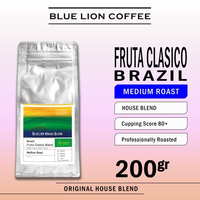 

Blue Lion Coffee Brazil Fruta Clasico Blend 200 gram Kopi - BIJI