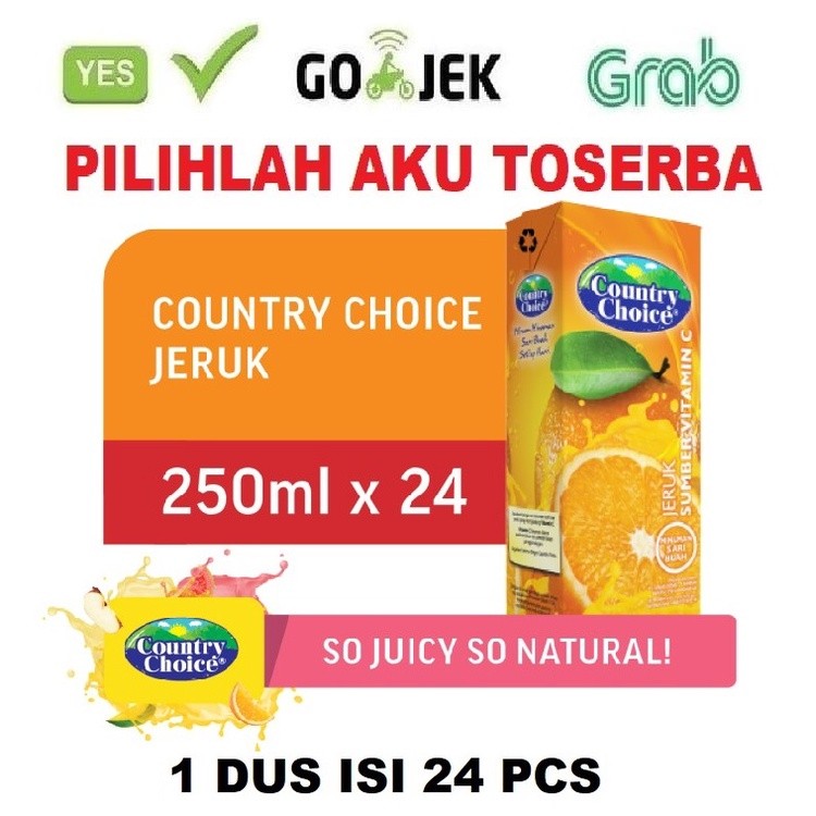 

Country Choice ORANGE Jus Jeruk 250 ml - ( HARGA 1 DUS ISI 24 )