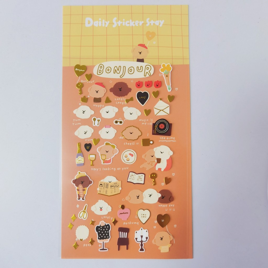 

Korean Import Original BONITO Hello Love Puppy Gilding Paper Stickers Scrapbooking Diy Journal Gift Cute Stationery Sticker