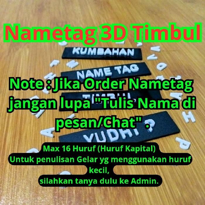 

New Collection Name Tag 3D Nama Dada Timbul Magnet (Max 11 Huruf) - Acrylic Doff, Magnet