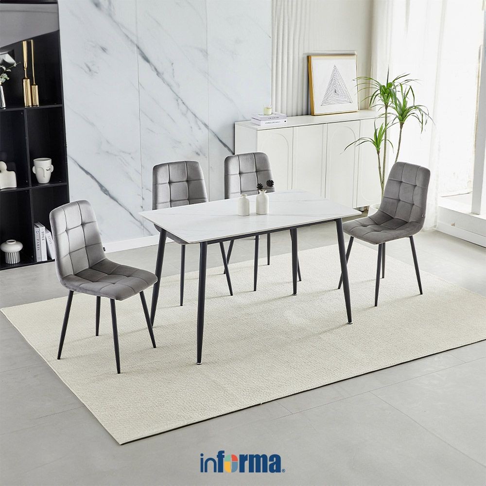 Informa Maui Set Meja Makan 4 Kursi - Putih Dining Table Set Meja Kursi Ruang Makan Aesthetic Furnit