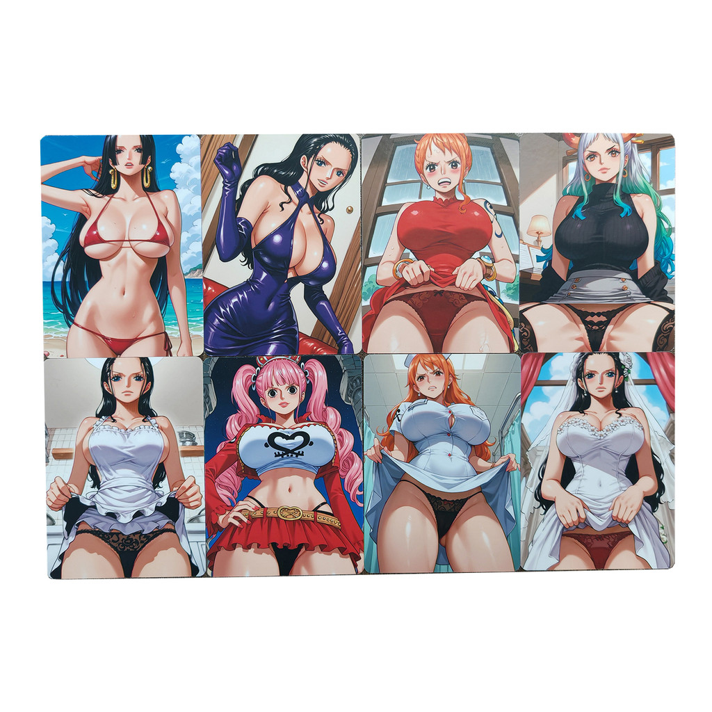8PCS/set Animation Adult Nude Cards Boa Hancock Sexy Cards Nami Nico Robin Perona Double Sided Mosai
