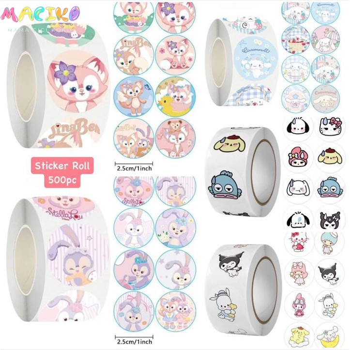 

MCK - Sticker Roll 2,5 Cm Edition Sanrio Stiker Roll Aesthetic 500 Pcs Sanrio Lucu