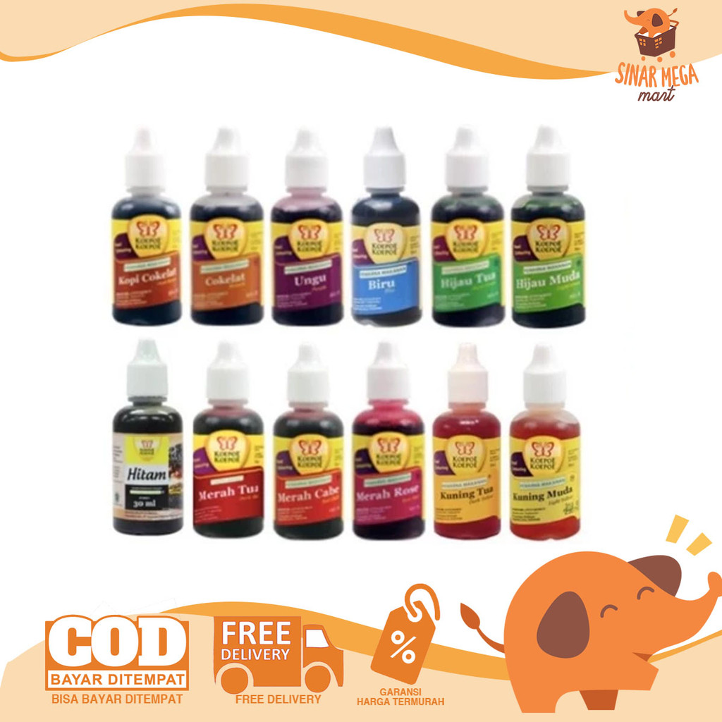 

Koepoe Pewarna Pangan Makanan 30ml | Pewarna Makanan Koepoe koepoe | All Varian Pewarna Makanan
